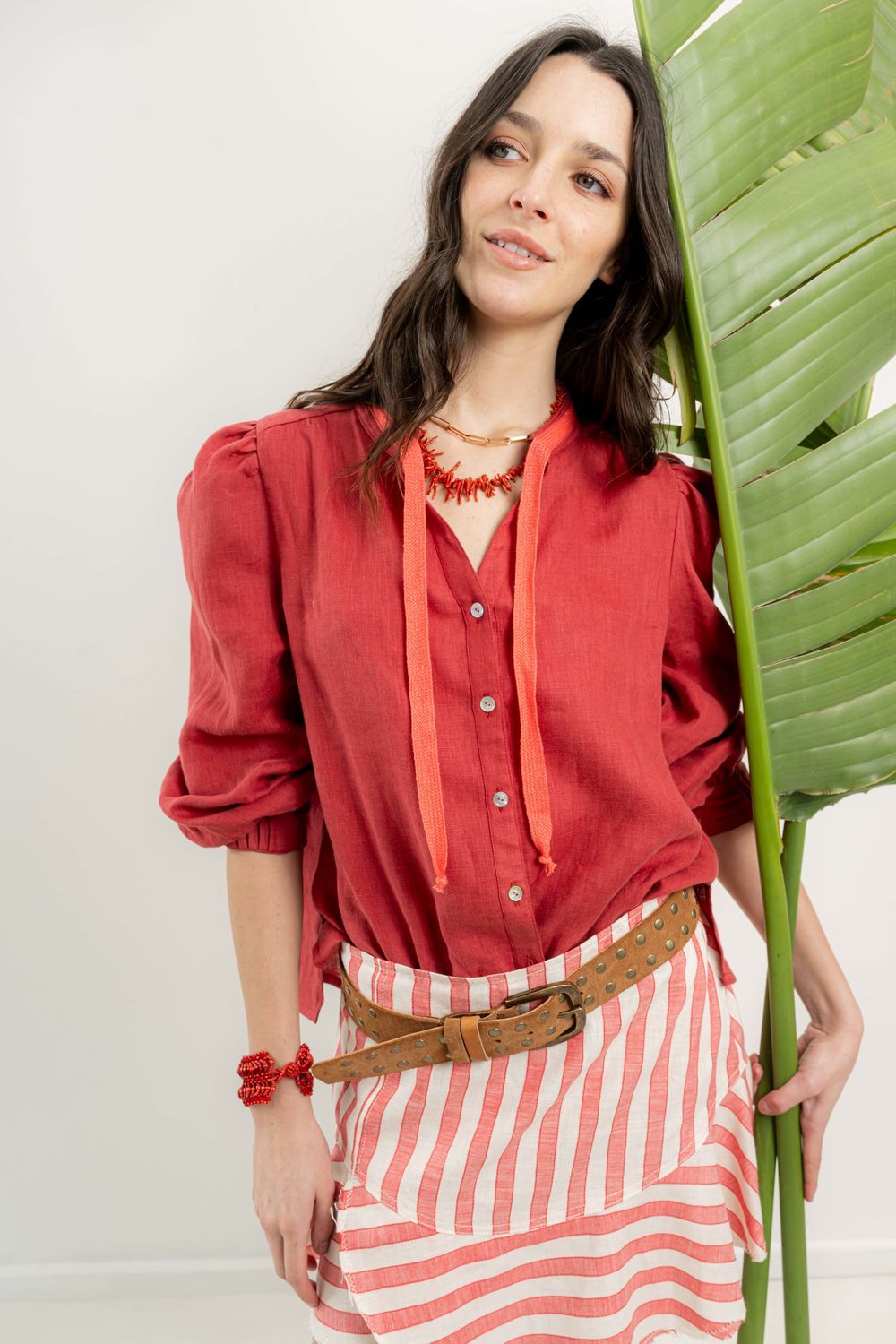 Blusa Lima Lino rojo 0